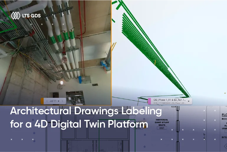 Architectural Drawings Labeling for a 4D Digital Twin Platform